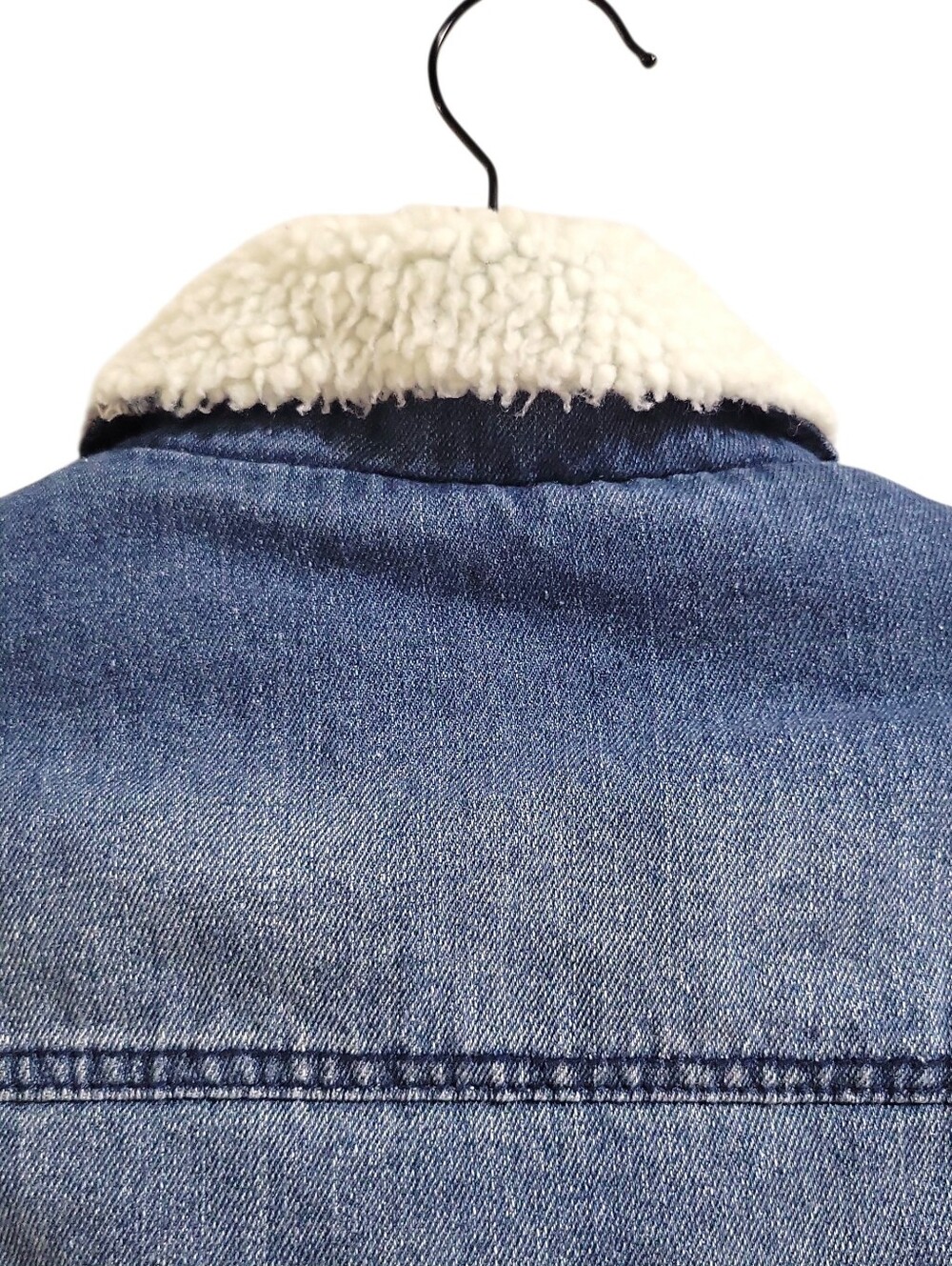 Joujou Premium Outerwear Blue Denim Faux Fur Lined Jacket Size L Retro Pockets - Picture 4 of 15